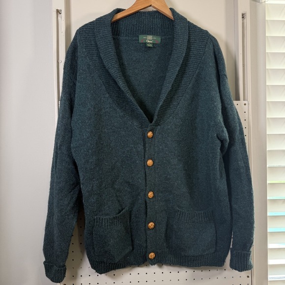 Orvis Other - Orvis Cardigan Men's Green Wool Blend Pockets Shawl Collar Sweater - Large